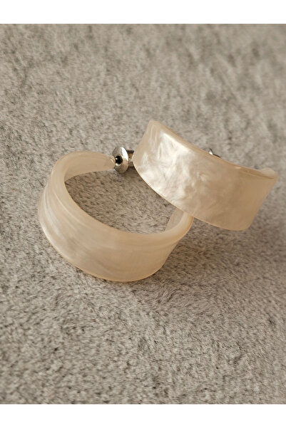 SiestaAccessories Pearlescent White / Cream Color Acrylic Hoop Earrings
