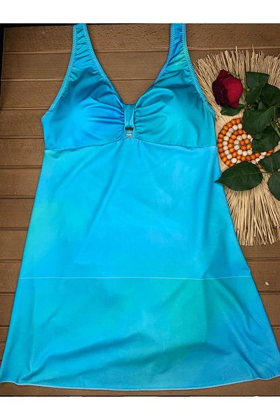 XORVİO Women's Turquoise Strap United Slip Dress Swimsuit Lycra Flexible Stylish Quality with Breast Pad