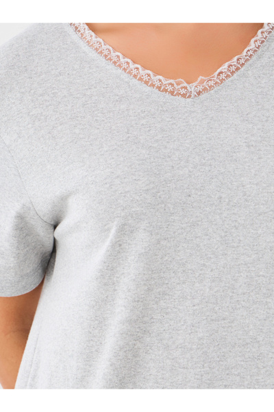 Styli Lace Trim V-Neck Side Slit Nightdress