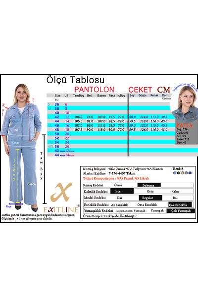EXİTLİNE Women's Triple Special Stone Embroidered Summer Smoked Suit Jacket Pants Tshirt