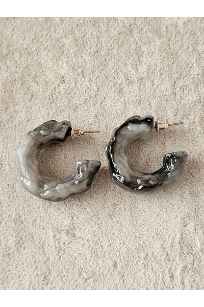 SiestaAccessories Gray Color Acrylic Hoop Earrings