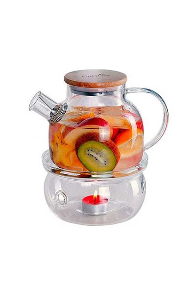 Generic 1000ml Borosilicate Glass Teapot with Infuser & Warmer, Bamboo Lid, for Loose Leaf & Herbal Tea