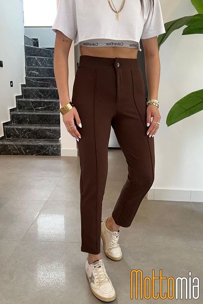 mottomia Women's High Waist Crepe Fabric Lycra Flared Slim Fit Pants – for Office and Casual Chic