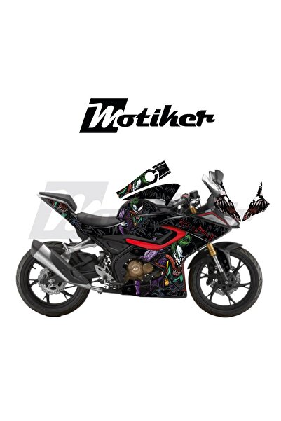 Motiker RKS SRK 125R Kaplama Motosiklet Sticker Etiket Modeli Joker Desen Gri Yeşil Kırmızı