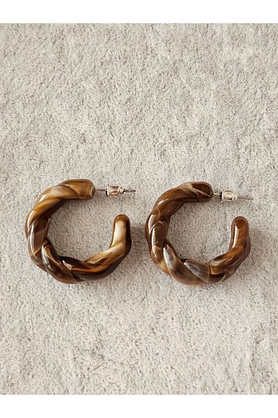 SiestaAccessories Brown Acrylic Twist Hoop Earrings