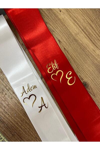 imzatasarım Kişiye Özel Gold Gümüş Baskılı Takı Kurdelesi Kırmızı Beyaz Yakam...