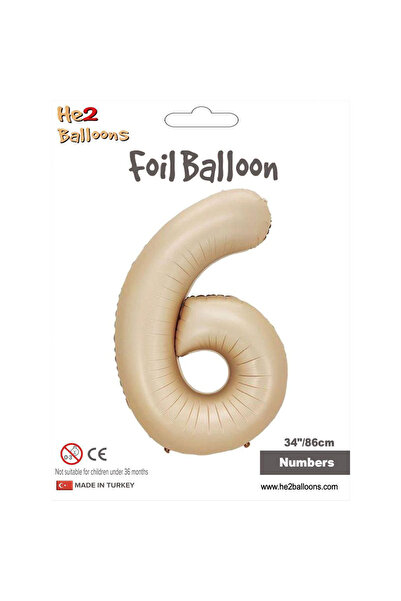Vipfoni 6 Number Caramel Foil Balloons 34"