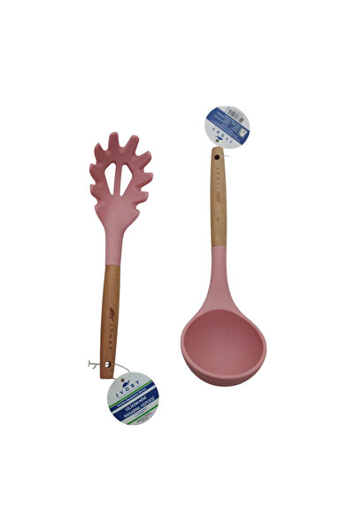 IVORY Mini Silicone Ladle Set with Wooden Handle, Set of 2