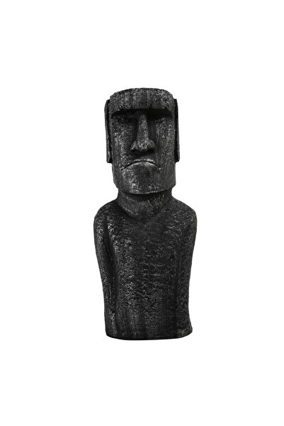 LivadoHome Moai Siyah/Gümüş Dekoratif Biblo Heykel