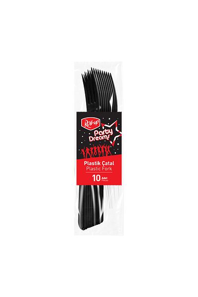 Roll-Up Party Dreams Fork Black 10 Pcs