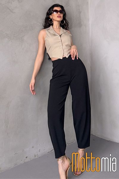 mottomia Women's High Waist Crepe Fabric Lycra Beltless Balloon Leg Pants – Office and Casual Relaxed Fit