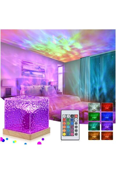 Hediye Rüzgarı Su Dalgası Efektli Projektör Gece Lambası | Rahatlatıcı Işık D...