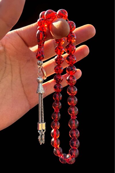 renery Çay Fosilli Toz Kehribar Tesbih Hediyelik Ahşap Kutulu Kehribar Tespih