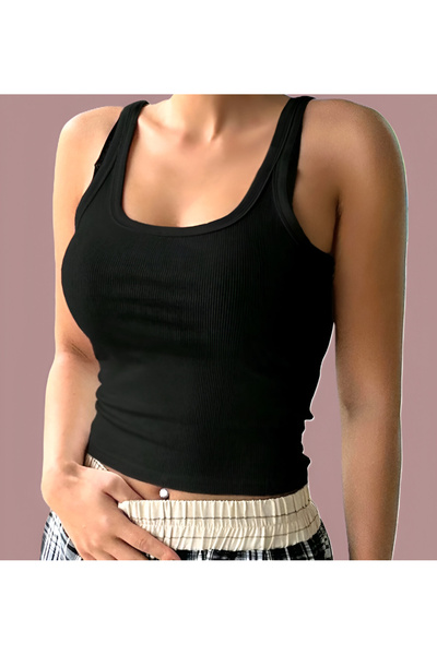 ROGEN FİT Geniş Askılı U Yaka Crop Bluz