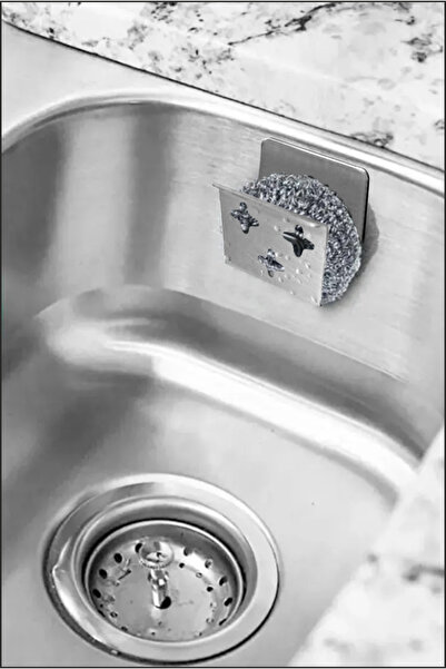 CGS Home Paslanmaz Çelik Evye - Lavabo içi yapışkanlı sünger tutucu-organizer - Sünger hediyeli-®304