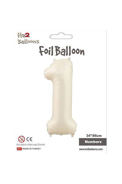 Vipfoni Number Foil Balloon 34''/ 86cm Cream -1-