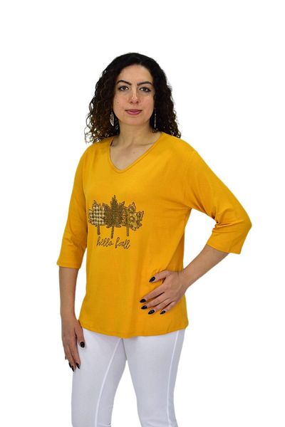Caftan Women's Short Sleeve Stone Blouse Bgl-St04711