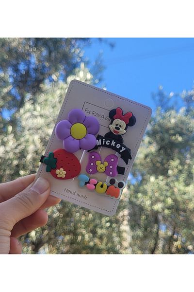 LO ADORO 5Pcs Girls Baby Kids Figure Buckle Mikimouse Carrot Bow Teddy Bear Winnie Watermelon Slice Baby Hairpins