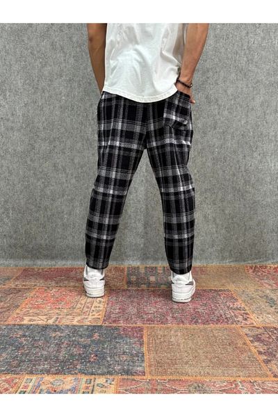 FıttingRoom Plaid Baggy Trousers with Elastic Waist