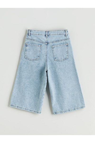 LC Waikiki Bermude din denim pentru fete cu detaliu rupt de sezon nou - S5QU63Z4