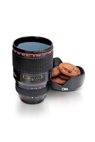 SIKS ® lens-shaped mug, plastic interior and exterior, black