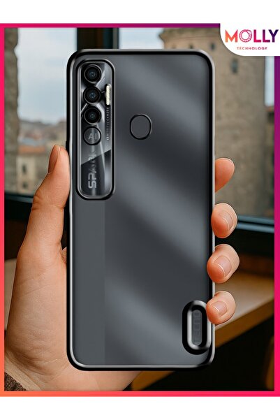 Molly Tecno SPARK 7 PRO Için Kenarları Siyah Lens Koruyuculu Lou Lazer Şeffaf...