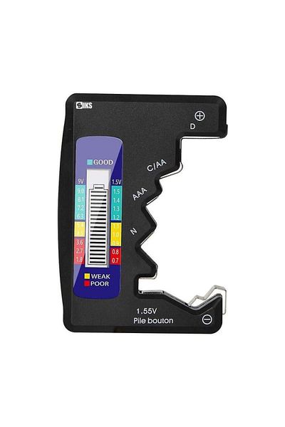 SIKS Battery Tester 1.5 V-9 V, D, C, AA, AAA, N, Black