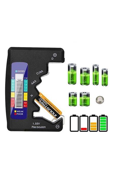 SIKS Battery Tester 1.5 V-9 V, D, C, AA, AAA, N, Black