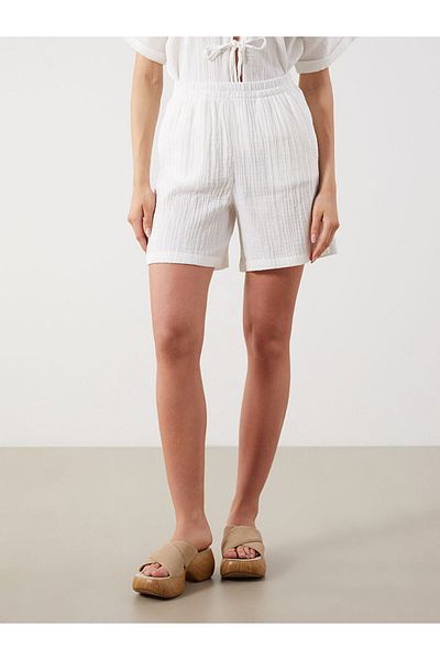 LC Waikiki New Season Elastic Waist Textured Muslin Women's Sort - S5Qe89Z8