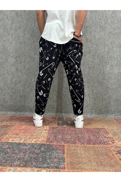 FıttingRoom Patterned Baggy Trousers with Elastic Waist