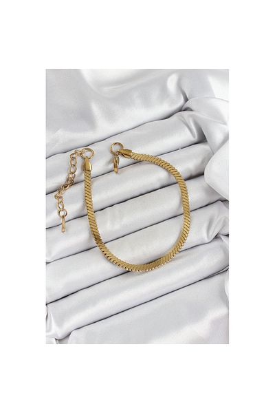 Skygo 316L Steel Gold Color Flat Chain Model Women's Bracelet - Tj-Bb7086