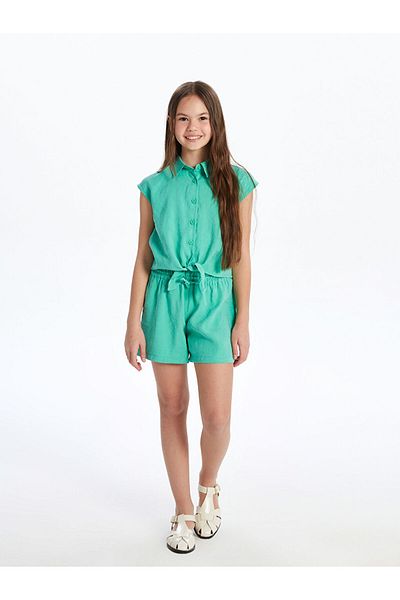 LC Waikiki Green Elastic Waist Girl's Shorts