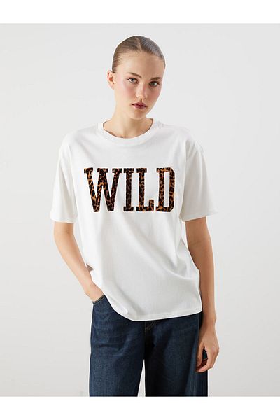 LC Waikiki New Season Crew Neck Printed Oversize Women's T-Shirt - S5Rg50Z8