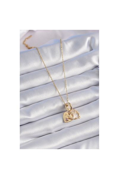 Skygo 316L Steel Gold Color Zircon Stone Infinity Heart Figure Charm Model Women's Necklace - Tj-Bko9310