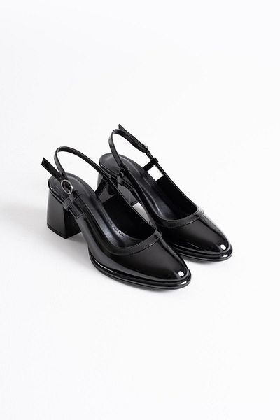 Zerenyus Pantofi cu toc pentru femei Taila Premium din piele lacuita neagra