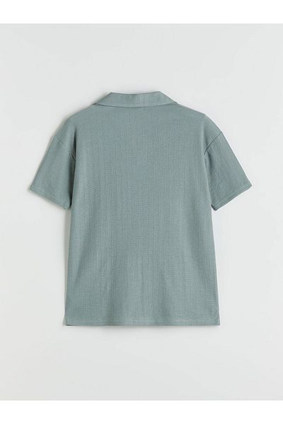 LC Waikiki Beige Polo Neck Textured Boy's T-Shirt
