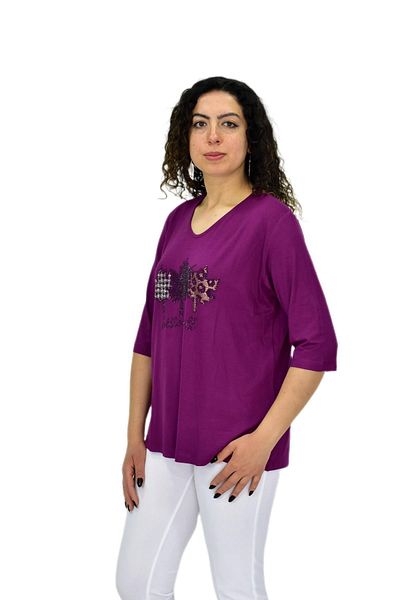 Caftan Women's Short Sleeve Stone Blouse Bgl-St04711