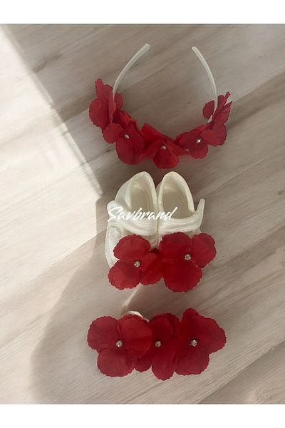 SavBrand Hydrangea Maternity Mother's Crown Bandana and Baby Booties