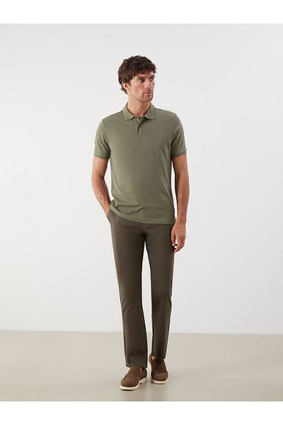 LC Waikiki Khaki Polo Neck Short Sleeve Pike Men's T-Shirt