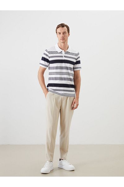 LC Waikiki Khaki Polo Neck Color Block Men's T-Shirt