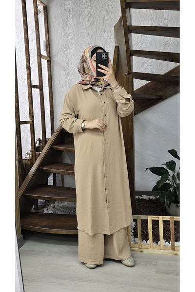 NANTİREA Snap Closure Double Pants Long Suit Hijab