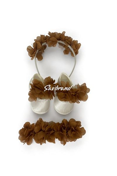 SavBrand Laser Floral Maternity Mother's Crown Bandana and Baby Booties