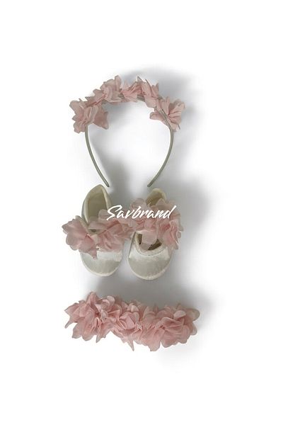 SavBrand Laser Floral Maternity Mother's Crown Bandana and Baby Booties
