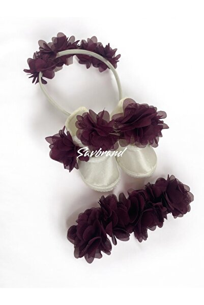 SavBrand Bandana cu coroană pentru mamă însărcinată cu flori laser și papuci ...