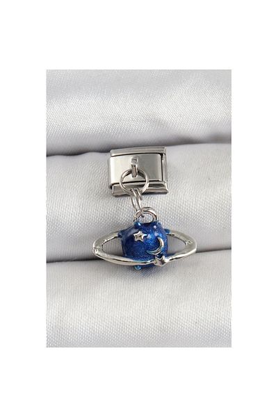 Skygo 316L Steel Dangle Saturn Model Silver Color Nomination Charm - Tj-Bc1470