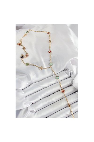 Skygo Brass Assortment Heart Clover Model Gold Color Zircon Stone Y Necklace - Tj-Bko10255