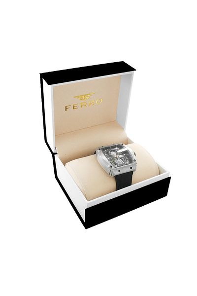 Tesbihane Men's Wrist Watch with Black Silicone Cord on Ferro Gray Case Th-Fm31351Dwt-J2