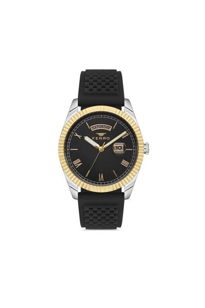 Tesbihane Ferro Steel-Silicone Can Replace Double Cord Men's Wrist Watch Th-F11130Da-D3