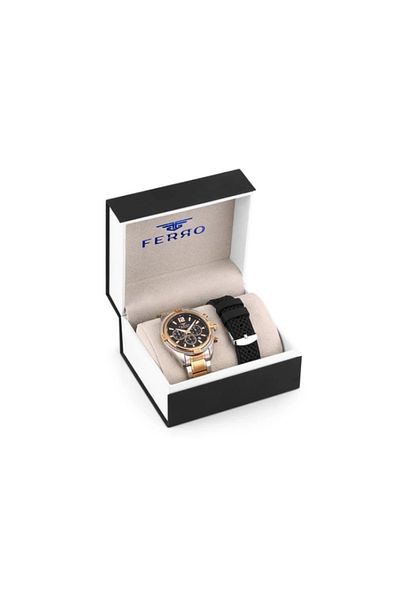 Tesbihane Ferro Steel-Silicone Can Replace Double Cord Men's Wrist Watch Th-Fm31248Da-E2
