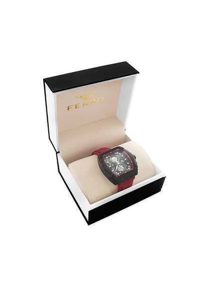 Tesbihane Ferro Red Color Silicone Cord Men's Wrist Watch Th-Fm31351Dwt-Zk